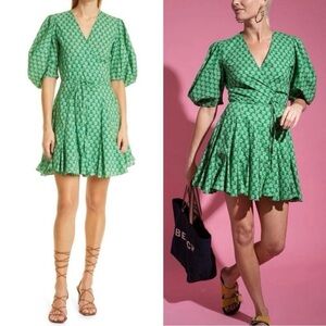 RHODE Green Floral Mini Dress